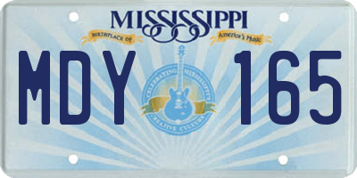 MS license plate MDY165