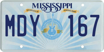 MS license plate MDY167