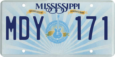 MS license plate MDY171