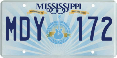 MS license plate MDY172
