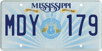 MS license plate MDY179