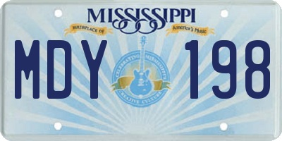 MS license plate MDY198