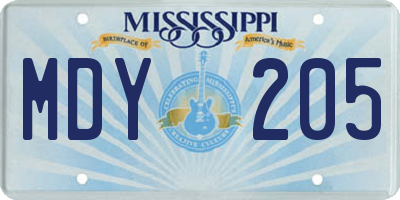 MS license plate MDY205