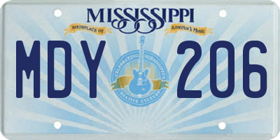MS license plate MDY206