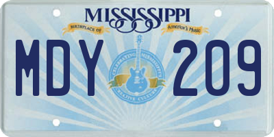 MS license plate MDY209