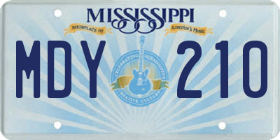 MS license plate MDY210
