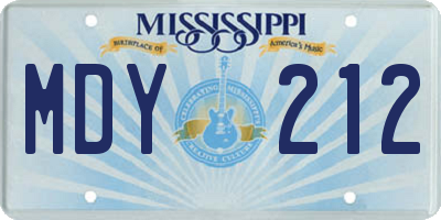 MS license plate MDY212