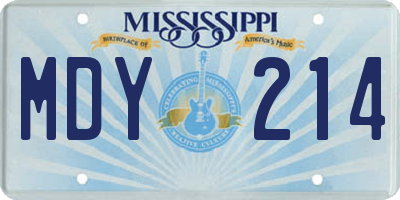 MS license plate MDY214