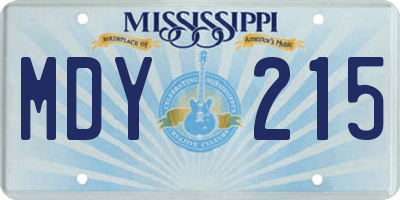 MS license plate MDY215