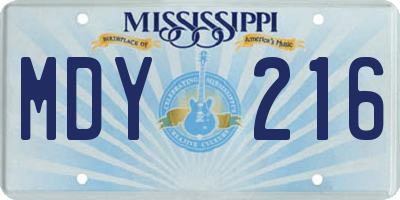 MS license plate MDY216
