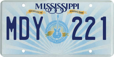 MS license plate MDY221