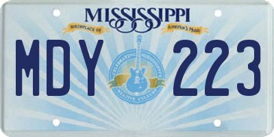 MS license plate MDY223