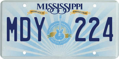 MS license plate MDY224