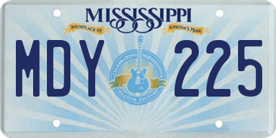 MS license plate MDY225