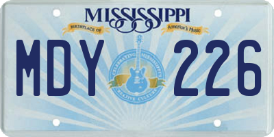 MS license plate MDY226