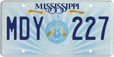 MS license plate MDY227