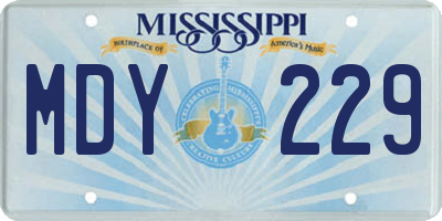 MS license plate MDY229