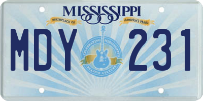 MS license plate MDY231