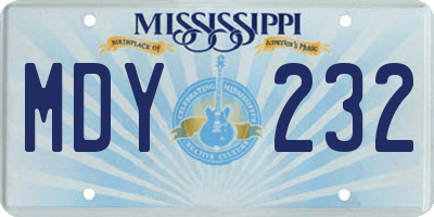MS license plate MDY232