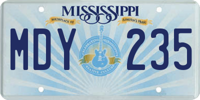 MS license plate MDY235