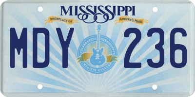MS license plate MDY236