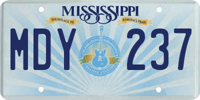 MS license plate MDY237