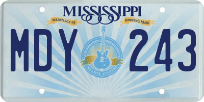 MS license plate MDY243