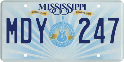 MS license plate MDY247