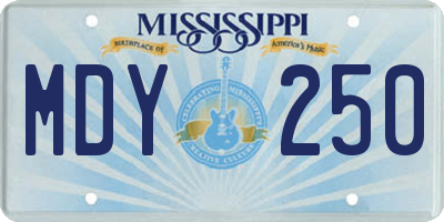 MS license plate MDY250