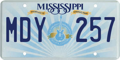 MS license plate MDY257