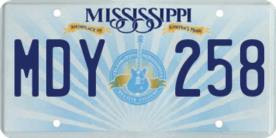 MS license plate MDY258