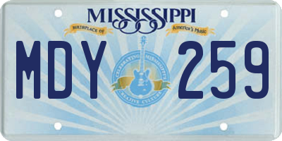 MS license plate MDY259