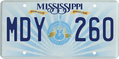 MS license plate MDY260