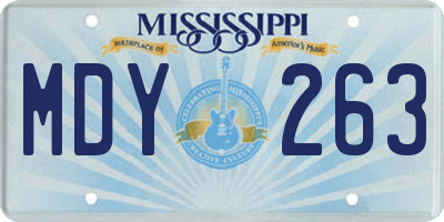 MS license plate MDY263