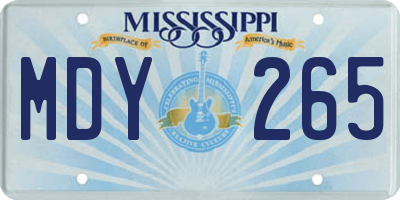 MS license plate MDY265