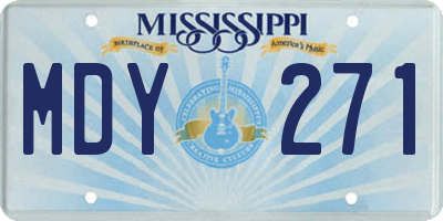 MS license plate MDY271