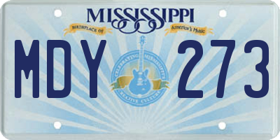 MS license plate MDY273