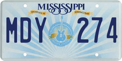 MS license plate MDY274