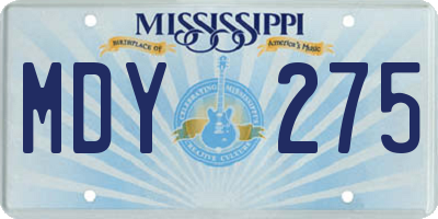 MS license plate MDY275