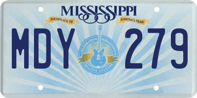 MS license plate MDY279