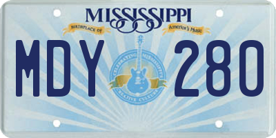 MS license plate MDY280