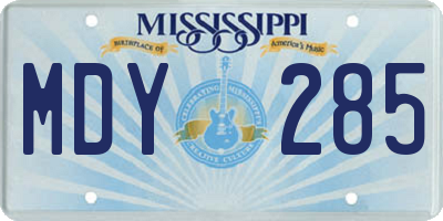MS license plate MDY285