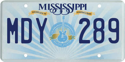 MS license plate MDY289