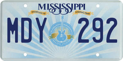 MS license plate MDY292