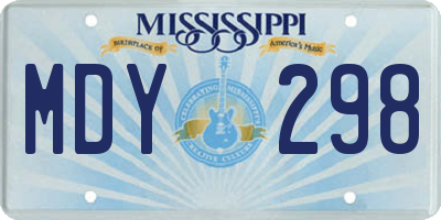 MS license plate MDY298