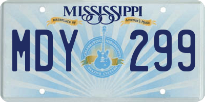 MS license plate MDY299