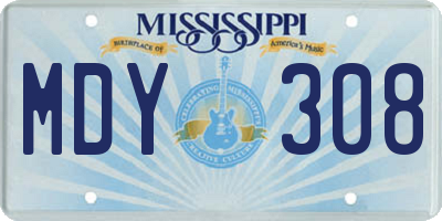 MS license plate MDY308