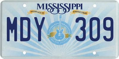 MS license plate MDY309