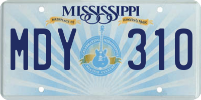 MS license plate MDY310