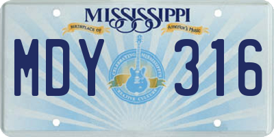 MS license plate MDY316